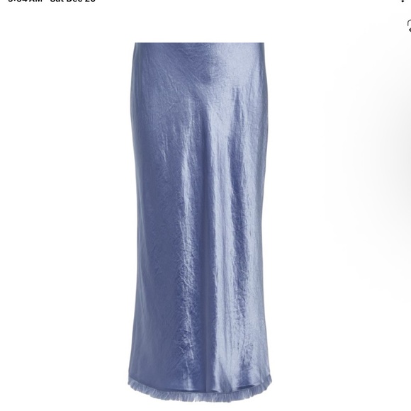 VINCE Fringed satin midi skirt in azure gem Size XL - Picture 3 of 4
